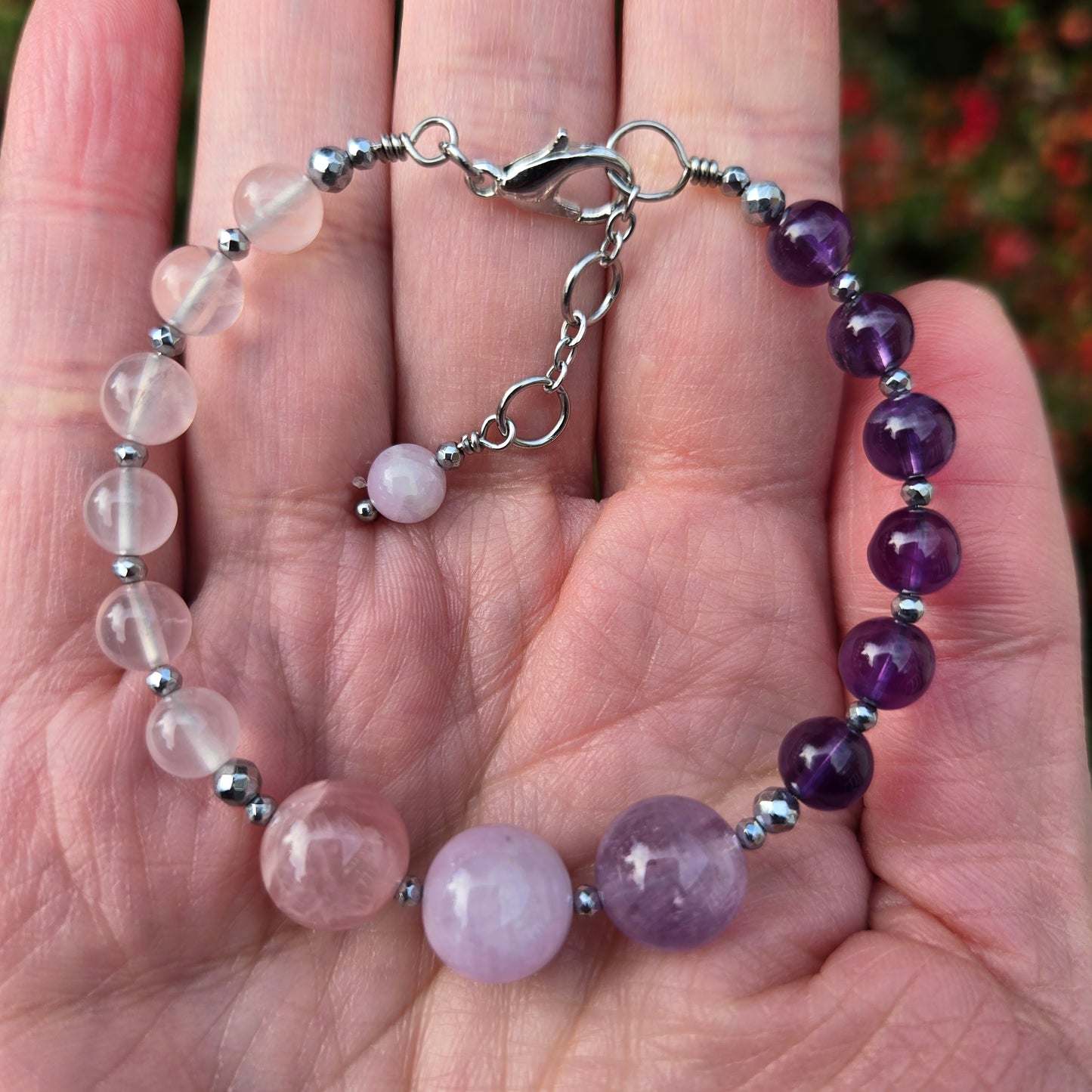 Lepidolite, Rose Quartz & Amethyst MIRROR LAKE #23