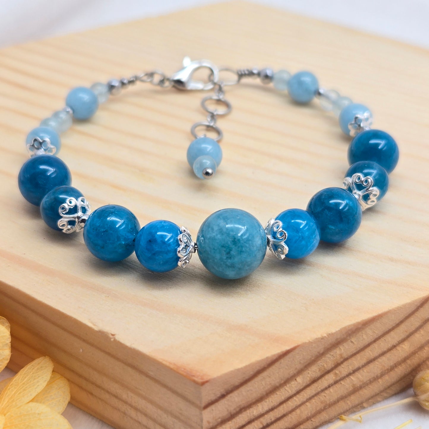 Aquamarine & Blue Apatite BLUEBELL#34 Floranna crystal Gift