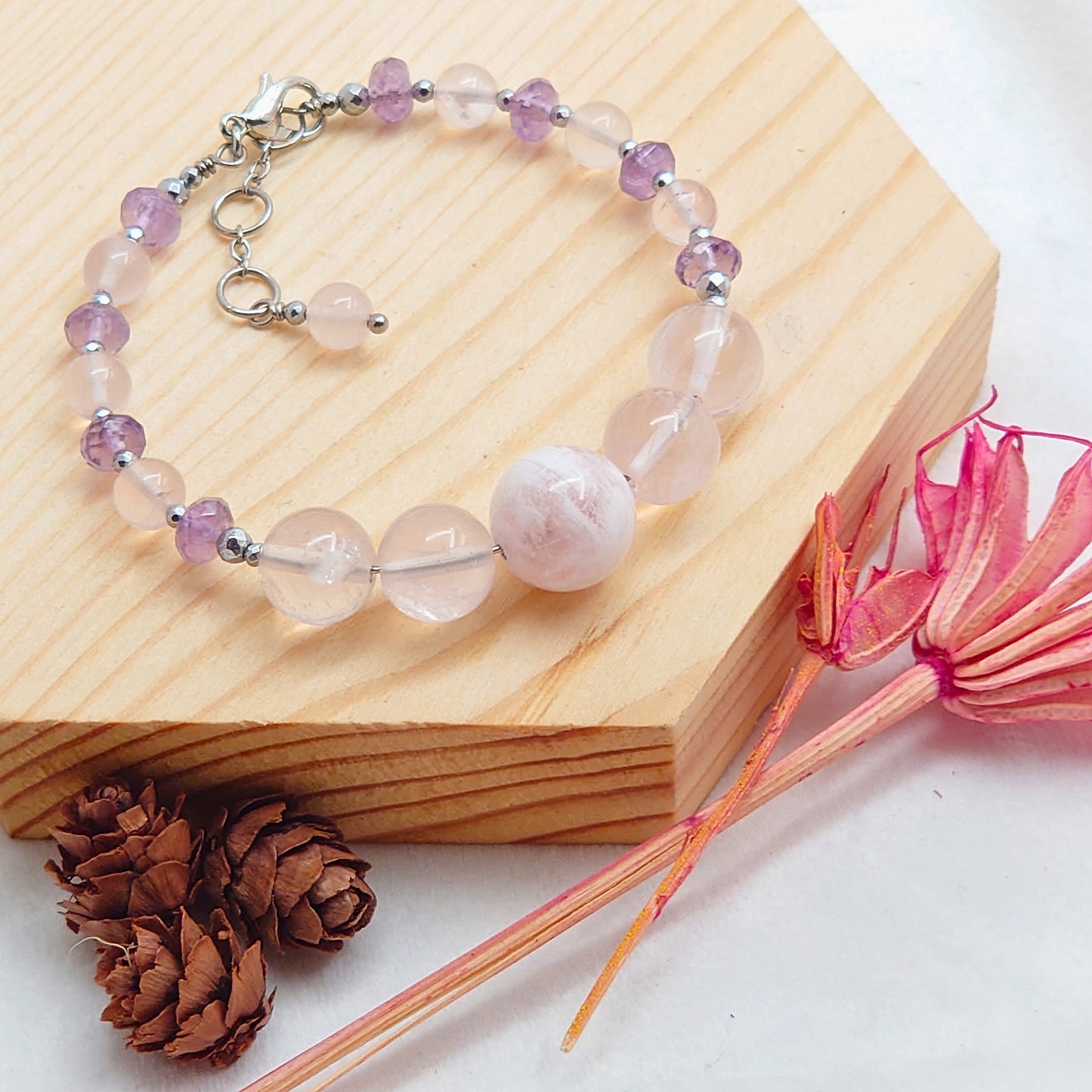 Snowflake Rose Quartz & Lavender Amethyst CROWN #5